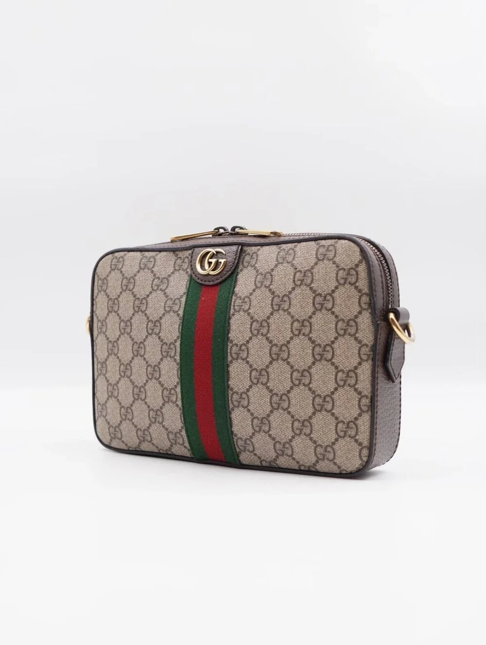CE04 💗 GUCCI GG Supreme Monogram Web Ophidia Wristlet Shoulder Bag